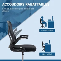 Vinsetto Chaise Bureau Ergonomique en Maille, Hauteur Réglable, Accoudoirs Relevables, Support Lombaire, 59x65x122cm, Noir(m-7)