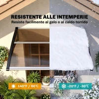 Outsunny Tettoia da Esterno in Policarbonato per Porte e Finestre con Kit Montaggio 103x96.5x27cm - Marrone(m-6)