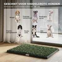 PawHut Hondentoilet 76 x 50,5 cm met kunstgras, wasbaar puppytoilet voor balkon en binnen, zwart + groen(m-7)