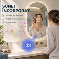 HOMCOM Oglindă de Baie cu LED 50 x 70 cm, Fără Ramă, 3 Culori Reglabile(m-4)