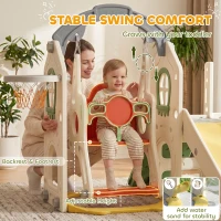 AIYAPLAY Toddler Slide and Swing Set, 6-in-1 Children Activity Centre Playground with Adjustable Swing Seat, Ladder, Cream(m-6)