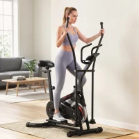 SPORTNOW 2 in 1 Elliptical Cross Trainer for Home with Adjustable Resistance & Seat, Bluetooth App, LCD Monitor, Wheels(m-8)