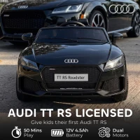 AIYAPLAY 12V Audi TT RS Licensed Electric Car, Electric Ride On Toy with Remote Control, Dual Motors, 4-Wheel Suspension, Black(m-4)