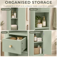 HOMCOM 185 cm Tall Bathroom Cabinet with Arched Doors - Light Green(m-4)