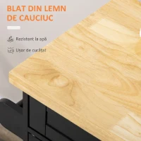 HOMCOM Carucior de bucatarie cu sertar pentru condimente si dulapior din lemn negru(m-7)