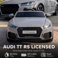 AIYAPLAY 12V Audi TT RS Licensed Electric Car, Electric Ride On Toy with Remote Control, Dual Motors, 4-Wheel Suspension, Grey(m-4)