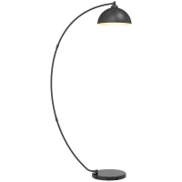 HOMCOM Lampadaire en C, Lampe Sur Pied Salon 178H cm, Abat‑Jour Réfléchissant, Interrupteur au Pied, Base en Marbre, Noir(m-17)