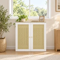 HOMCOM Cobre-radiador com 2 Portas em Rotim para Sala e Quarto 78x19x75 cm Branco(m-8)