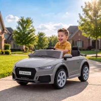 AIYAPLAY 12V Audi TT RS Licensed Electric Car, Electric Ride On Toy with Remote Control, Dual Motors, 4-Wheel Suspension, Grey(m-2)