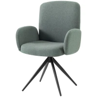 HOMCOM Swivel Accent Chair, Upholstered Linen-Look Armchair with Curved Backrest, Wrapped Armrests for Living Room, Light Green(m-15)