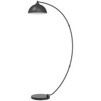 HOMCOM Lampadaire en C, Lampe Sur Pied Salon 178H cm, Abat‑Jour Réfléchissant, Interrupteur au Pied, Base en Marbre, Noir(m-1)