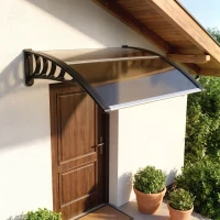 Outsunny Tettoia da Esterno in Policarbonato per Porte e Finestre con Kit Montaggio 103x96.5x27cm - Marrone(m-8)