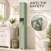 HOMCOM 185 cm Tall Bathroom Cabinet with Arched Doors - Light Green(m-7)