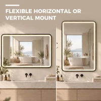 HOMCOM Miroir Salle de Bain Bluetooth avec Éclairage LED 100x70cm, Dimmable 3 Couleurs, Interrupteur Tactile, Anti-Buée, Noir(m-8)