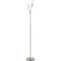 HOMCOM Modern Standing Lamp, 3-Light Upright Floor Lamps for Living Room, Silver Tone(m-1)