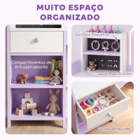 AIYAPLAY Penteadeira de Maquilhagem para Menina com Espelho LED de 2 Cores, Banco, Suportes para Joias, Gaveta e Compartimentos, Roxo(m-5)