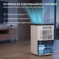 HOMCOM Desumidificador 0,3 L/dia para 15 m², Depósito de 1,4 L, Luz RGB, Temporizador 24 h, Ecrã LED, Branco(m-6)