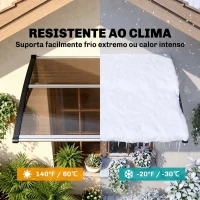 Outsunny Marquise para Portas e Janelas 103x96,5 cm Marquise com Proteção para Sol e Chuva com Painéis de Policarbonato Preto e Marrom(m-6)