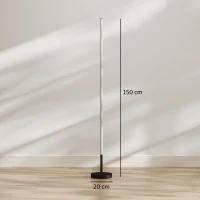 HOMCOM Lot de 2 Lampadaires d'Angle LED 1450lm Lampe d'Angle Dimmable 150cm 3 Niveaux de Luminosité Interrupteur au Pied Noir(m-3)