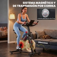 SPORTNOW Bicicleta Estática con APP Bluetooth Resistencia Magnética Volante de 8 kg Pantalla LCD Asiento y Manillar Ajustable(m-6)