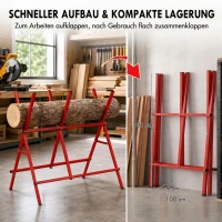 HOMCOM Inklapbare heavy-duty zaagbok met verstelbare hoogte en breedte, A-frame met vergrendelingsgesp(m-6)