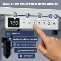 HOMCOM Secretária Elevatória Elétrica 140x70 cm, Altura Regulável 72-120 cm, 3 Memórias, Silenciosa, 2 Ganchos, 2 Passa-Cabos, Branca(m-5)