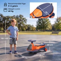 AIYAPLAY 12V Electric Wiggle Car, 2-In-1 Kids Ride On Toy with 2 Speeds, Soft Start, PU Wheels, RGB Lights, Up to 60 kg, Orange(m-3)