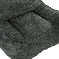HOMCOM Vloerstoel met poef, frameloze cloud-fauteuil van chenille, met rugleuning en armleuningen(m-12)