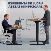 HOMCOM Birou Electric Reglabil pe Înălțime, Maro Rustic(m-4)