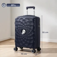 HOMCOM Maleta de Cabina 18" Ligera y Rígida con Puerto USB Cerradura TSA y 4 Ruedas Dobles Giratorias Azul(m-3)