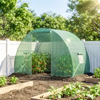 Outsunny Serra a Tunnel con Porta Avvolgibile e Finestre, Copertura PE e Struttura in Acciaio, 1.5x3x2m, Verde(m-2)