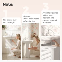 HOMCOM Under Sink Bathroom Cabinet Adjustable Shelf Under Sink Cabinet 2 Louvered Doors, White(m-5)