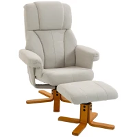 HOMCOM Fauteuil relax avec repose-pied, fauteuil de relaxation, dossier inclinable, assise rembourrée, 79x80x104cm, crème(m-12)