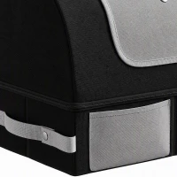 PawHut Bac à Litière Pliable Litière Voyage Chat Portable Couvercle Zippé Oxford 600D Imperméable Anti-Fuite 43x33x34cm Noir(m-7)