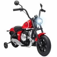 AIYAPLAY Motocicletă Electrică pentru Copii BMW R18 12V, cu Baterie Litiu, 3-8 Ani, Roți Ajutătoare Detașabile, Far, Muzică, Roșie(m-11)