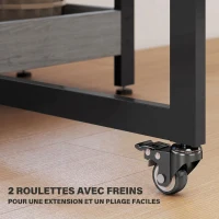 HOMCOM Table à manger pliante sur roulettes 4 personnes avec compartiments ouverts, pour petits espaces, salle à manger, gris(m-6)