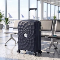 HOMCOM Mala de Cabine 18" Leve e Rígida com USB Fechadura TSA e 4 Rodas Duplas Giratórias Azul(m-2)