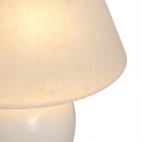 HOMCOM Tafellamp, vintage nachtlamp met keramische voet, linnen kap en E27-fitting(m-11)