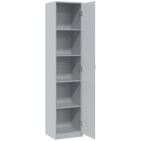 HOMCOM Küchenschrank, 5-Ebenen-Aufbewahrungsschrank, verstellbare Regale, für Wohnzimmer, Küche, Vorratskammer, Holz, Grau(m-1)