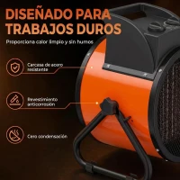 Outsunny Calefactor Eléctrico Cerámico PTC 5000W Termostato Regulable 3 Modos Ángulo Ajustable Portátil para 48 ㎡ Naranja(m-7)