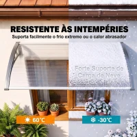 Outsunny Marquise de Proteção 110x60cm Marquise Exterior para Portas e Janelas contra o Sol e Chuva com Suporte de PP Policarbonato Cinza(m-6)