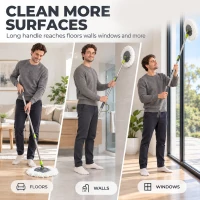 HOMCOM Balai Serpillière et Seau avec Essoreur, Balai Rond à 2 Compartiments, Réservoir 20 L, Tête Rotative à 360°, Gris Foncé(m-8)