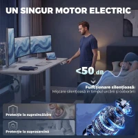 HOMCOM Birou electric reglabil pe înălțime, alb(m-7)