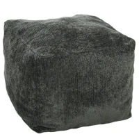 HOMCOM Pouf Salon Adulte avec Repose-Pieds, Fauteuil de Sol 1 Place Compressé en Chenille, avec Dossier, Accoudoirs, Gris(m-14)