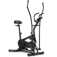 SPORTNOW 2 in 1 Elliptical Cross Trainer for Home with Adjustable Resistance & Seat, Bluetooth App, LCD Monitor, Wheels(m-1)