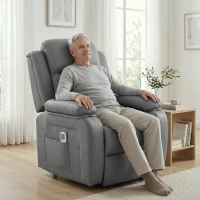 HOMCOM Riser and Recliner Chair with Massage, PU Leather Power Electric Lift Chair for Elderly with High Back, Grey(m-14)