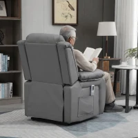 HOMCOM Riser and Recliner Chair with Massage, PU Leather Power Electric Lift Chair for Elderly with High Back, Grey(m-8)