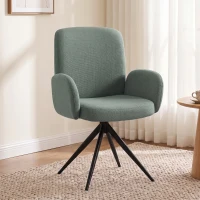 HOMCOM Swivel Accent Chair, Upholstered Linen-Look Armchair with Curved Backrest, Wrapped Armrests for Living Room, Light Green(m-2)
