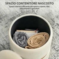 HOMCOM Pouf Contenitore 120 kg max per Soggiorno, Ingresso e Camera, in Poliestere, 36x36x44 cm, Beige(m-4)