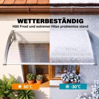 Outsunny Türüberdachung, Schutz vor Regen, Wind und Hagel, Polycarbonat, Aluminium-Verbindungstangen, 110 x 60 x 18 cm, Grau(m-6)